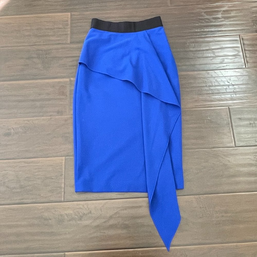 Milly Women's Blue Cascade Pencil Lined Skirt Side Zip Made in USA Size 2